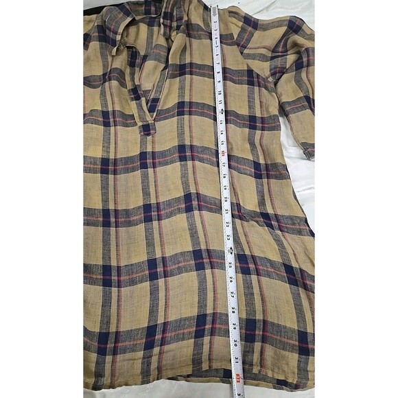 Free People CP Shades Lara Tunic Plaid Dress 100% Linen Brown Blue Women’s Sz XL - Picture 7 of 8